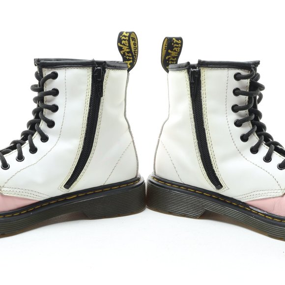 Dr. Martens 1460J Junior Softy T Leather Lace/Zip Boots Pink/White US3 EU34 - Picture 10 of 16